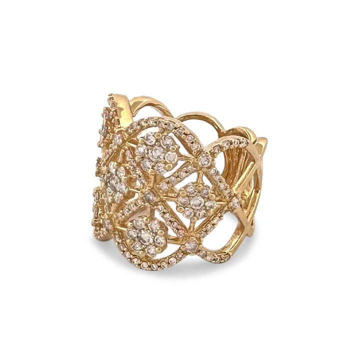 2.50ctw Round Brilliant Natural Diamond Openwork Ring in 14k Yellow Gold
