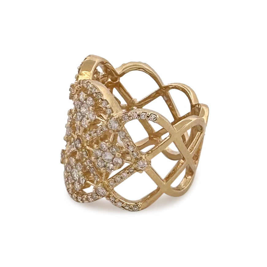 2.50ctw Round Brilliant Natural Diamond Openwork Ring in 14k Yellow Gold
