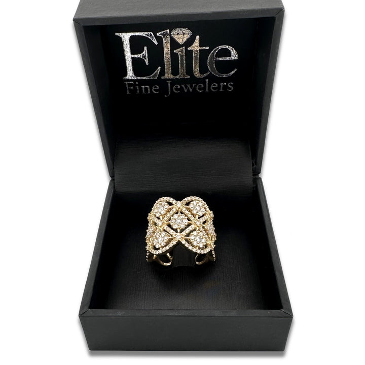 2.50ctw Round Brilliant Natural Diamond Openwork Ring in 14k Yellow Gold