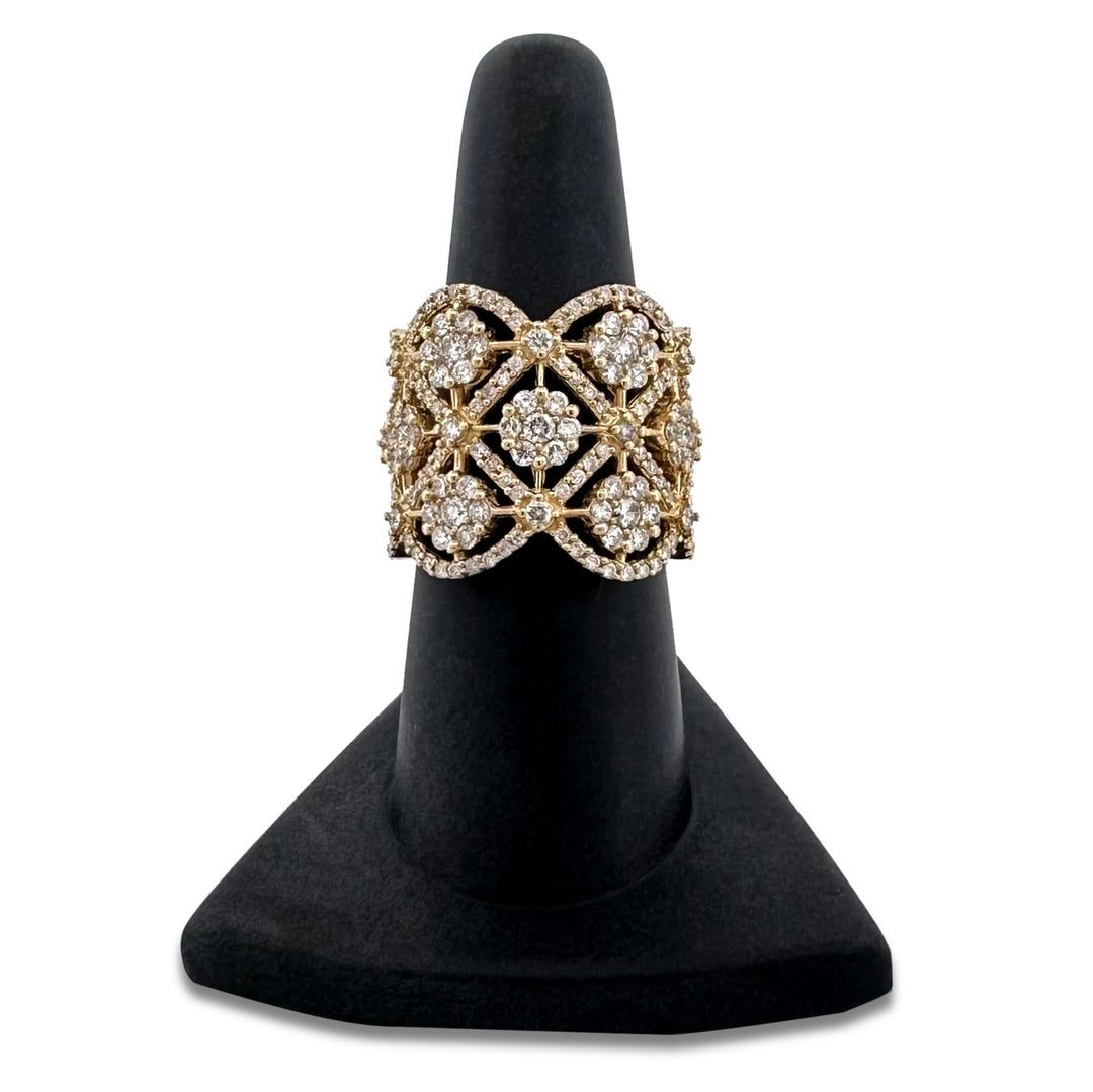 2.50ctw Round Brilliant Natural Diamond Openwork Ring in 14k Yellow Gold