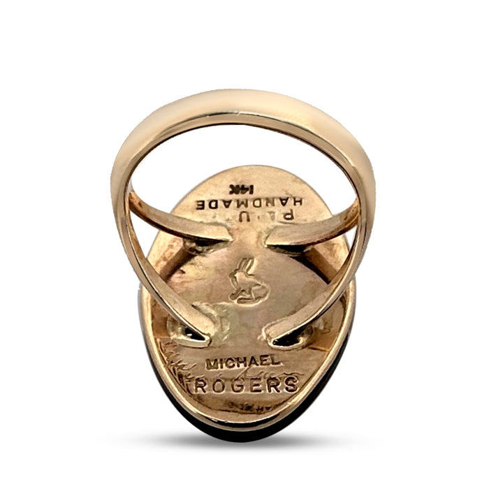 Southwestern Inlay Ring in 14k Yellow Gold by Michael Rogers