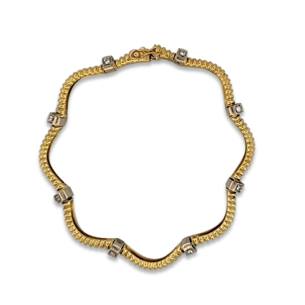 1ctw Round Brilliant Natural Diamond Station Link Bracelet in 18k Two-tone Gold