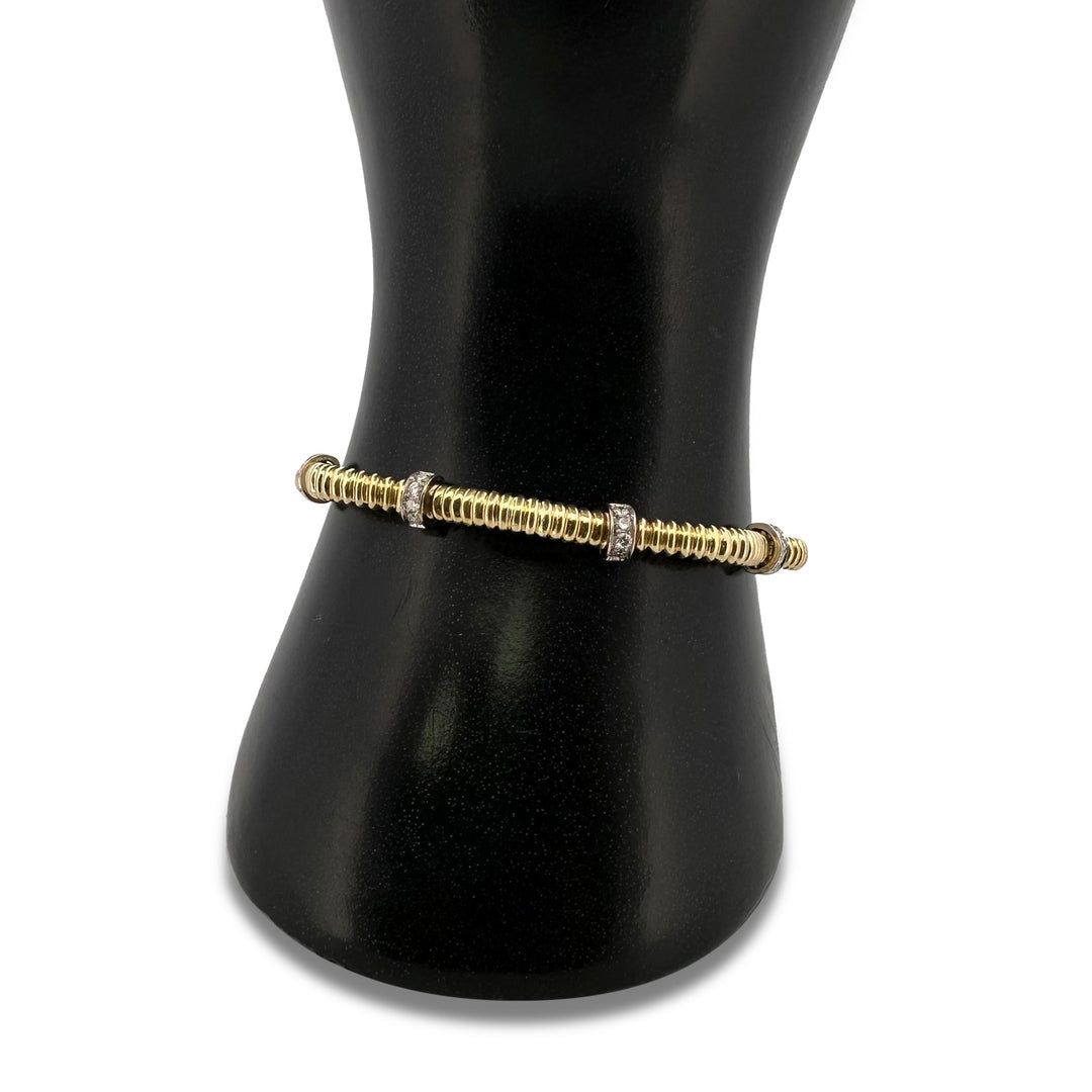 1ctw Round Brilliant Natural Diamond Station Link Bracelet in 18k Two-tone Gold