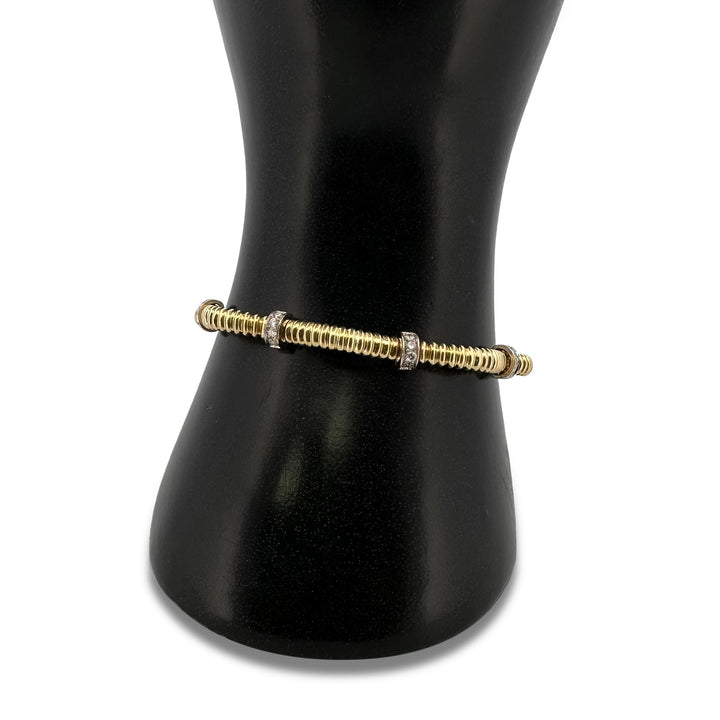 1ctw Round Brilliant Natural Diamond Station Link Bracelet in 18k Two-tone Gold