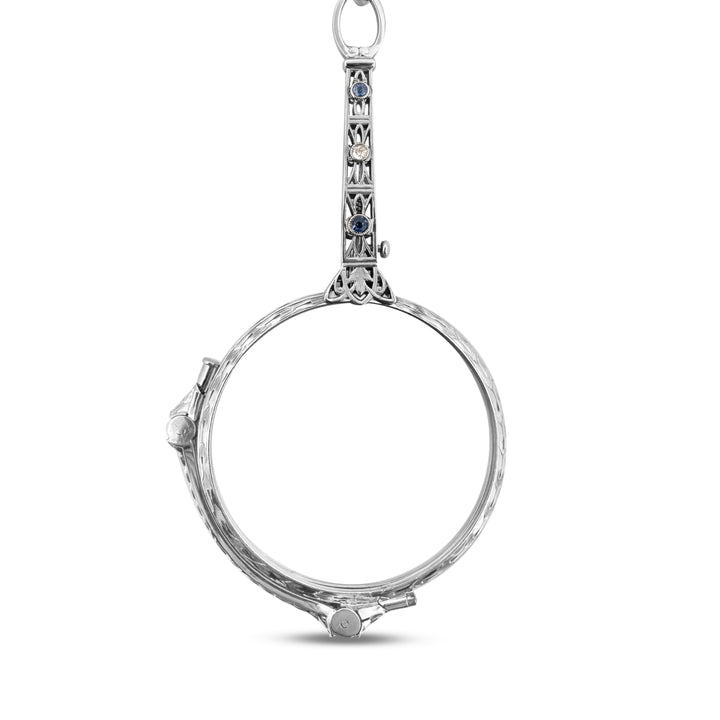 Antique Diamond and Synthetic Sapphire Lorgnette in 14k White Gold