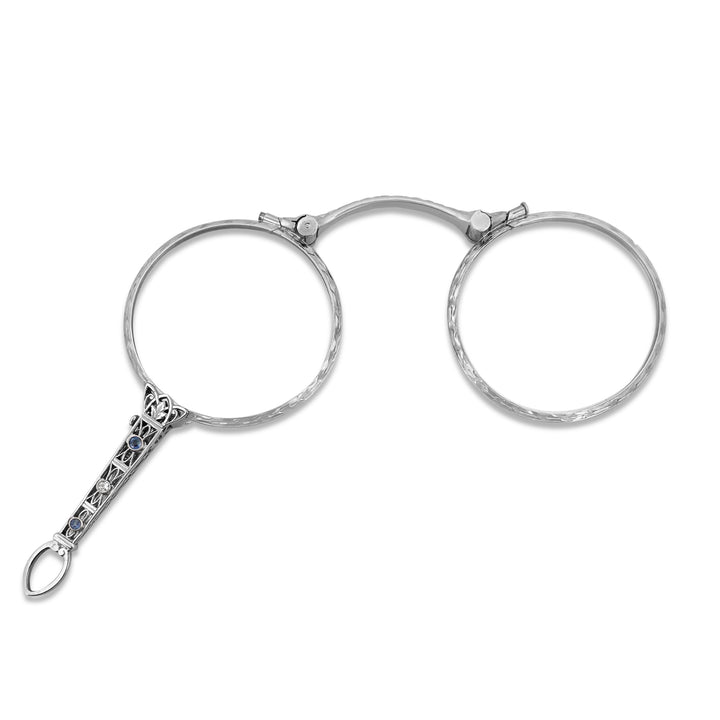 Antique Diamond and Synthetic Sapphire Lorgnette in 14k White Gold