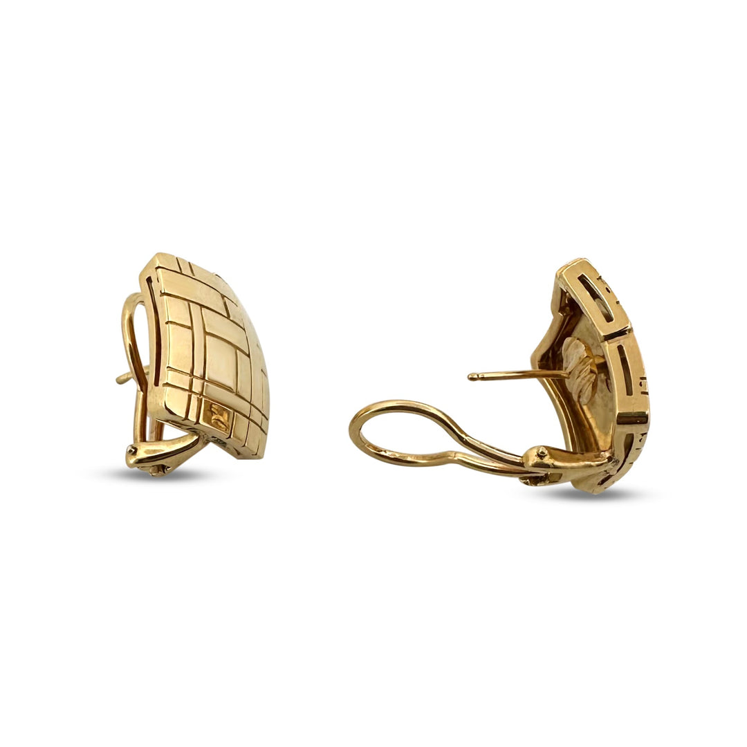 Vintage Square Woven Design Earrings in 18k Yellow Gold