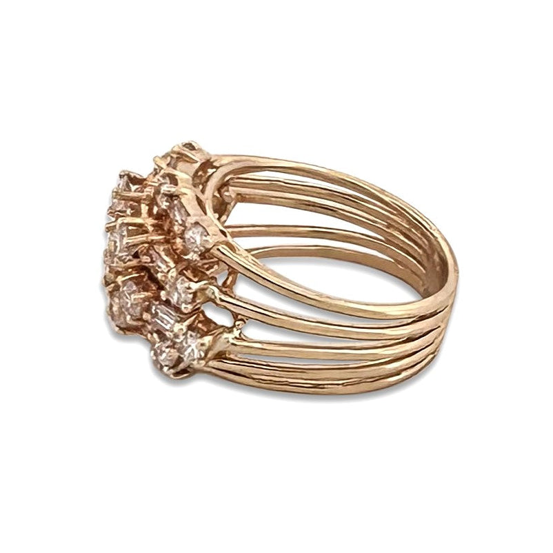 2.24ctw Round Brilliant & Baguette Natural Diamond Cocktail Ring in 14k Yellow Gold