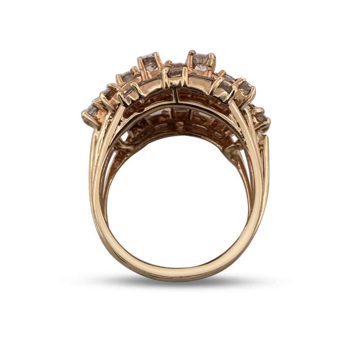 2.24ctw Round Brilliant & Baguette Natural Diamond Cocktail Ring in 14k Yellow Gold