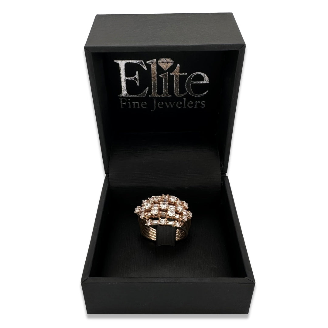 2.24ctw Round Brilliant & Baguette Natural Diamond Cocktail Ring in 14k Yellow Gold