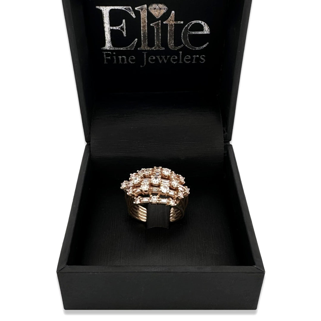 2.24ctw Round Brilliant & Baguette Natural Diamond Cocktail Ring in 14k Yellow Gold