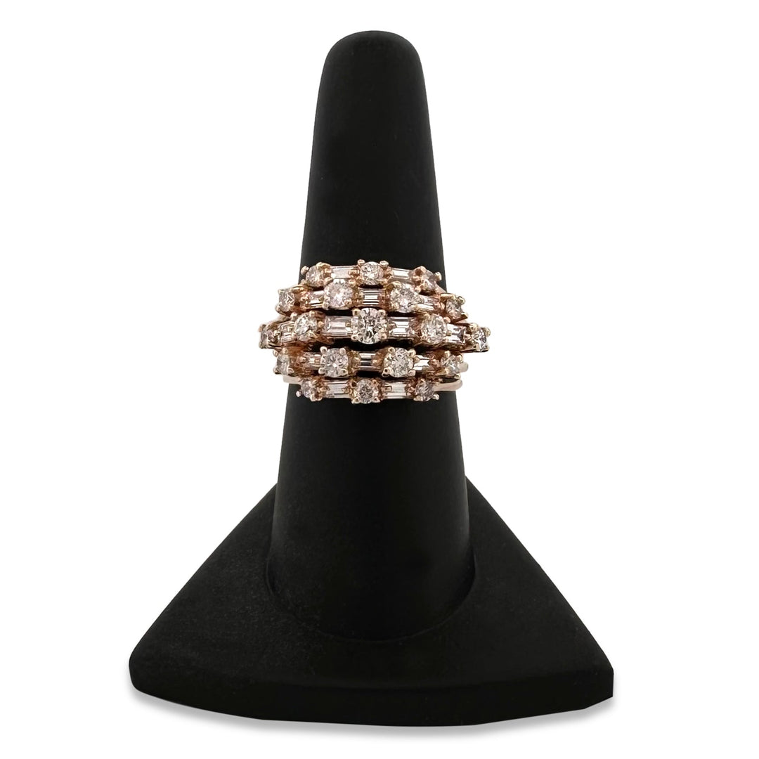 2.24ctw Round Brilliant & Baguette Natural Diamond Cocktail Ring in 14k Yellow Gold