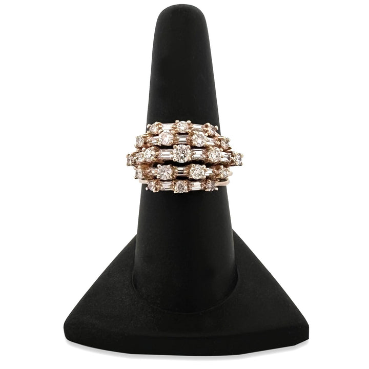 2.24ctw Round Brilliant & Baguette Natural Diamond Cocktail Ring in 14k Yellow Gold