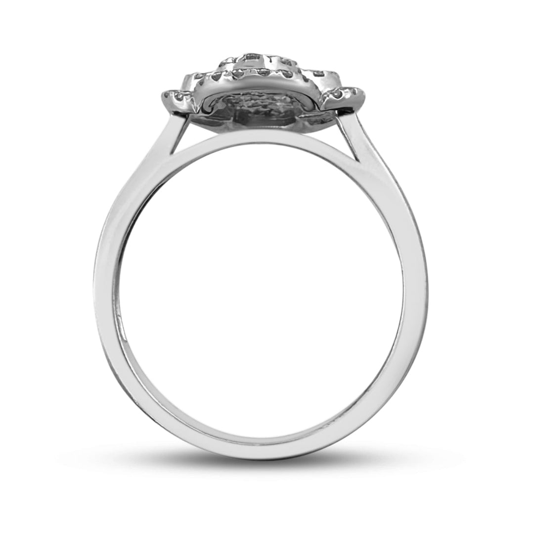 0.50ctw Round Brilliant Natural Diamond Quatrefoil Cocktail Ring in 18k White Gold