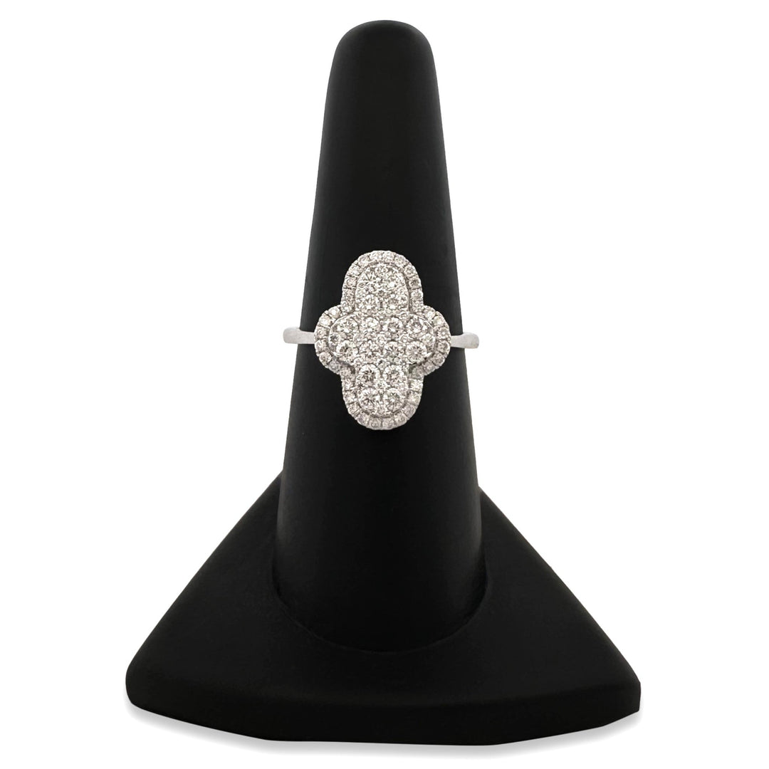 0.50ctw Round Brilliant Natural Diamond Quatrefoil Cocktail Ring in 18k White Gold