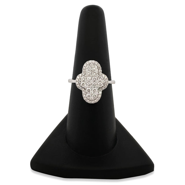 0.50ctw Round Brilliant Natural Diamond Quatrefoil Cocktail Ring in 18k White Gold
