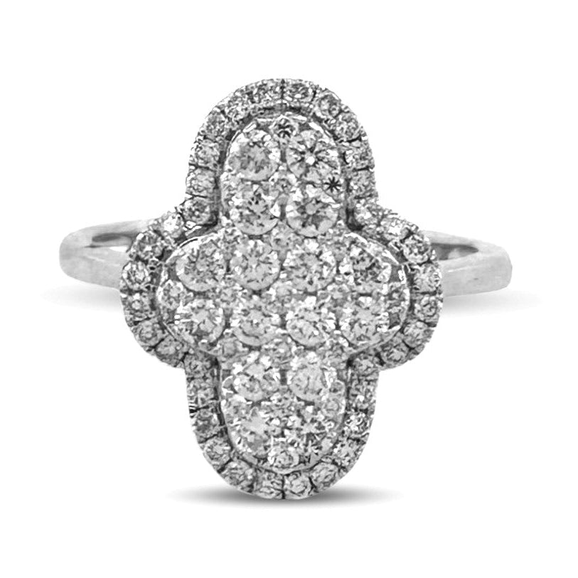 0.50ctw Round Brilliant Natural Diamond Quatrefoil Cocktail Ring in 18k White Gold