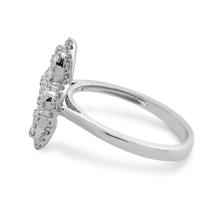 0.50ctw Round Brilliant Natural Diamond Quatrefoil Cocktail Ring in 18k White Gold