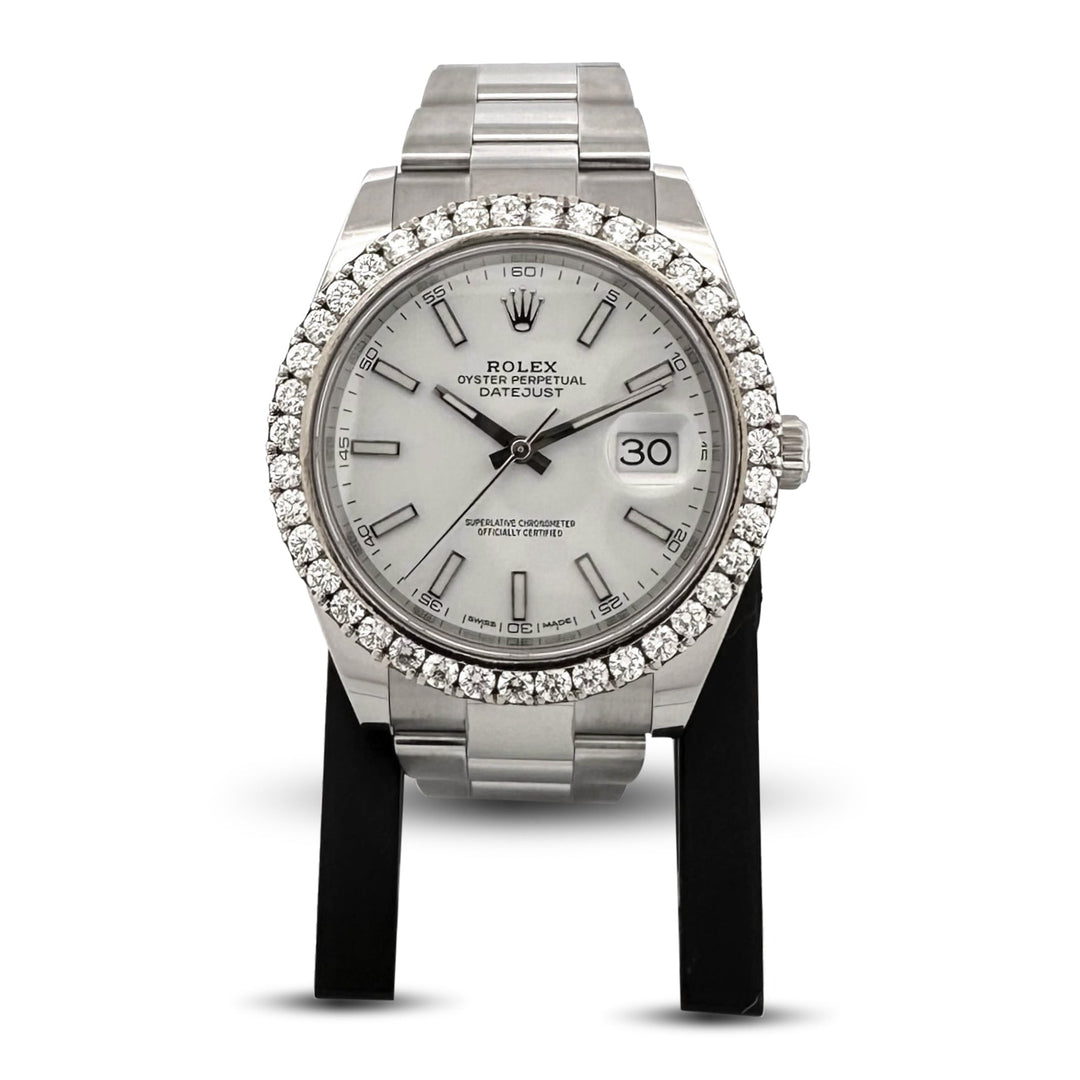 2018 Rolex Datejust 41mm Stainless Steel Oyster Bracelet Watch with Diamond Bezel, Box & Papers