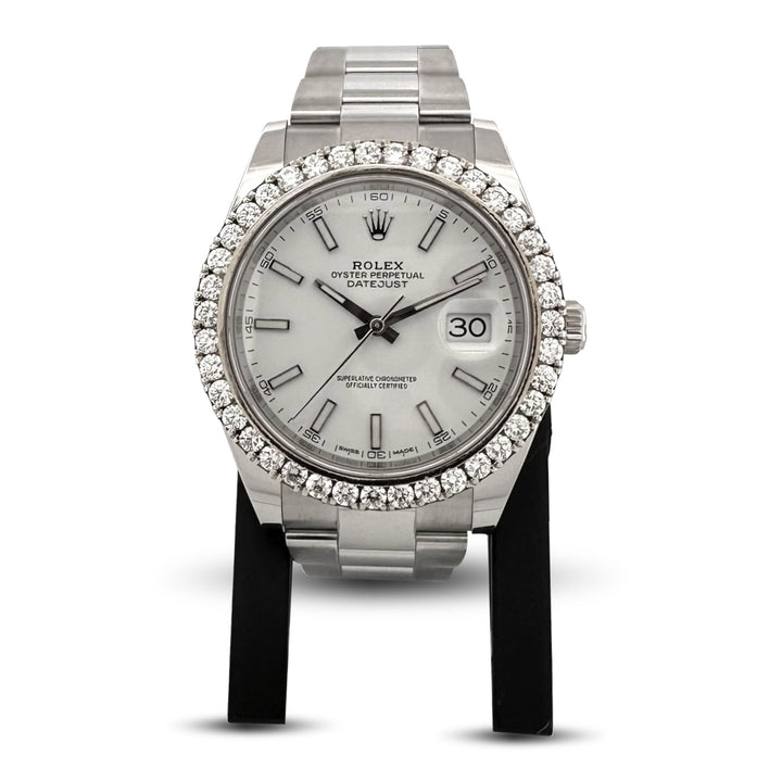 2018 Rolex Datejust 41mm Stainless Steel Oyster Bracelet Watch with Diamond Bezel, Box & Papers