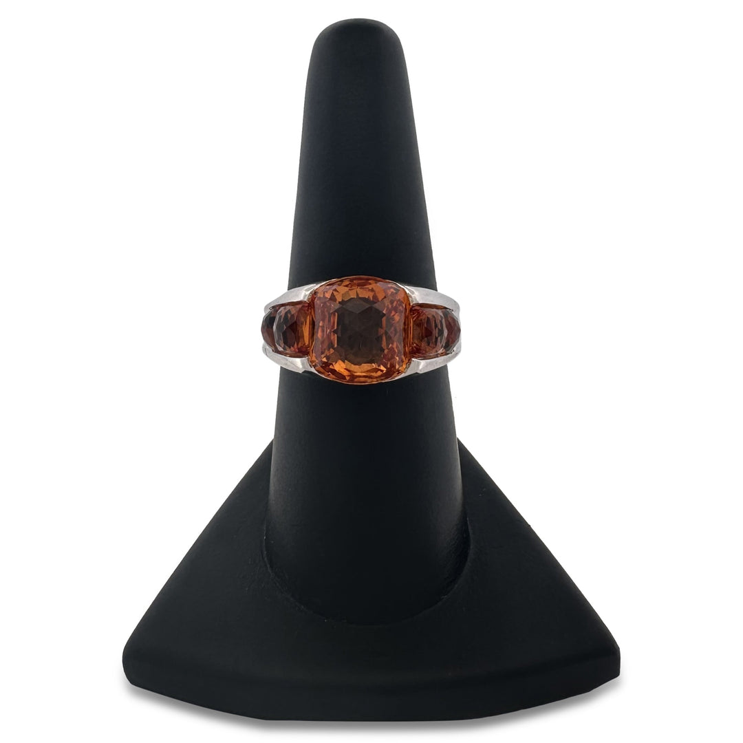 Cushion Shaped Checkerboard Cut Orange Topaz Cocktail Ring in 14k White Gold
