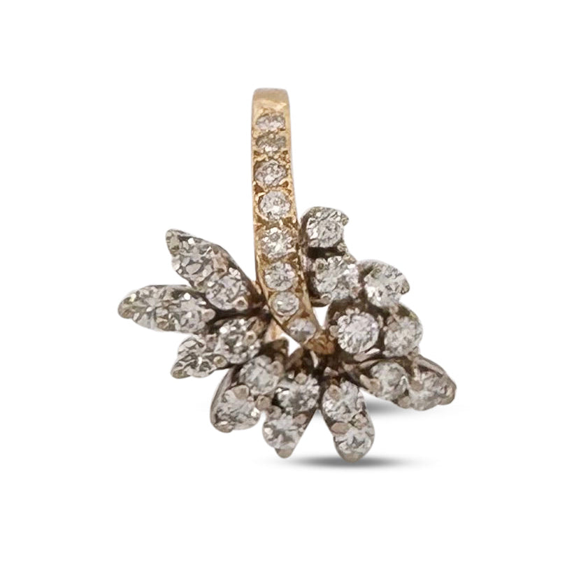 Vintage 1ctw Round Brilliant Natural Diamond Spray Cocktail Ring in 14k Two-tone Gold