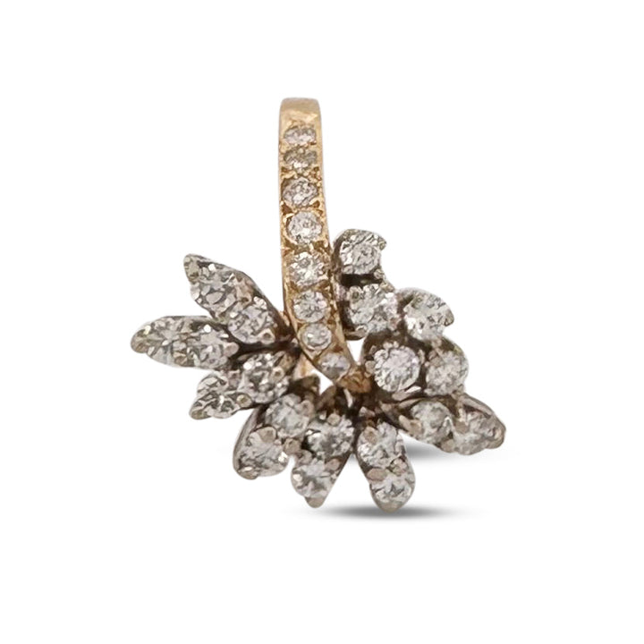 Vintage 1ctw Round Brilliant Natural Diamond Spray Cocktail Ring in 14k Two-tone Gold