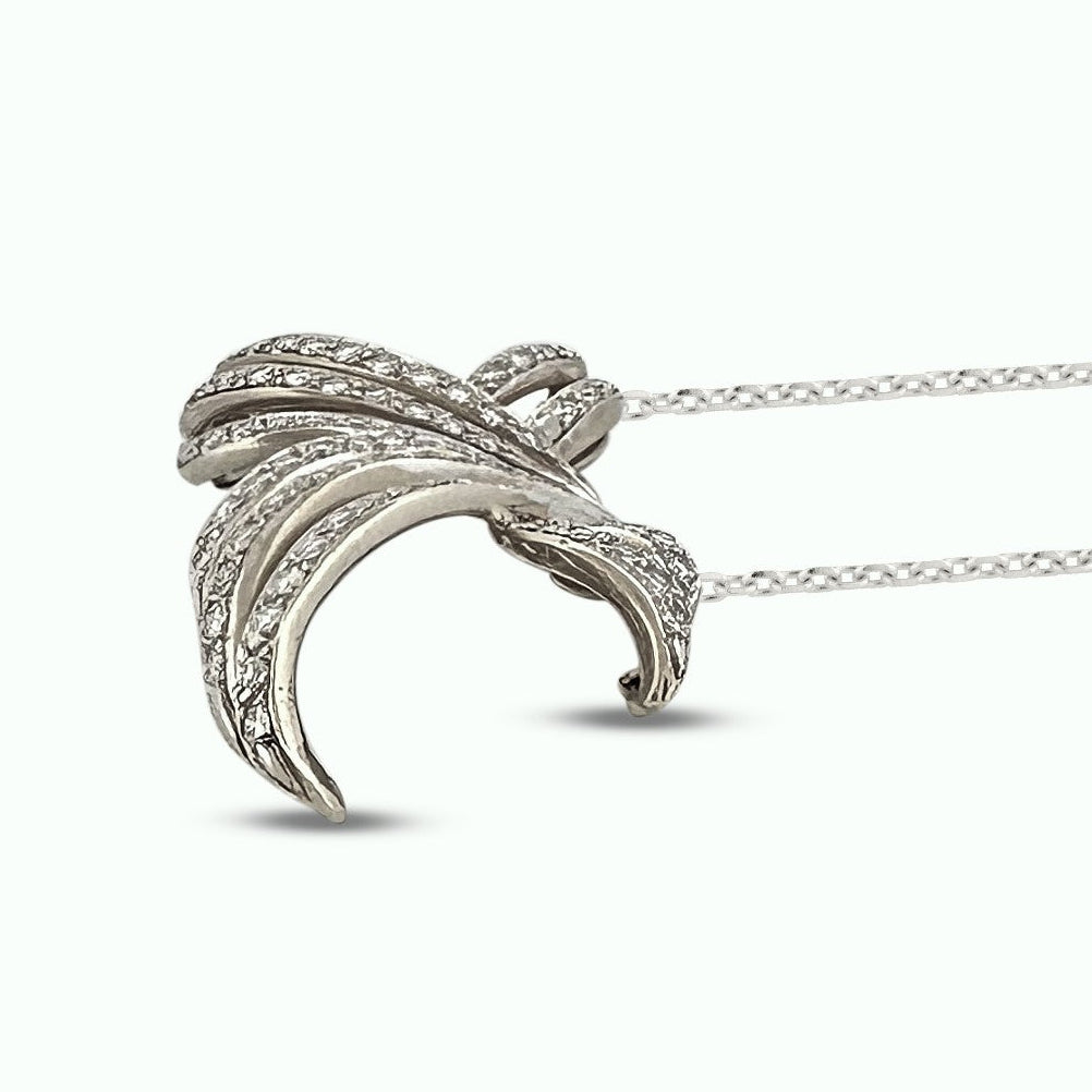 2ctw Round Brilliant Natural Diamond Bow Necklace in 14k White Gold