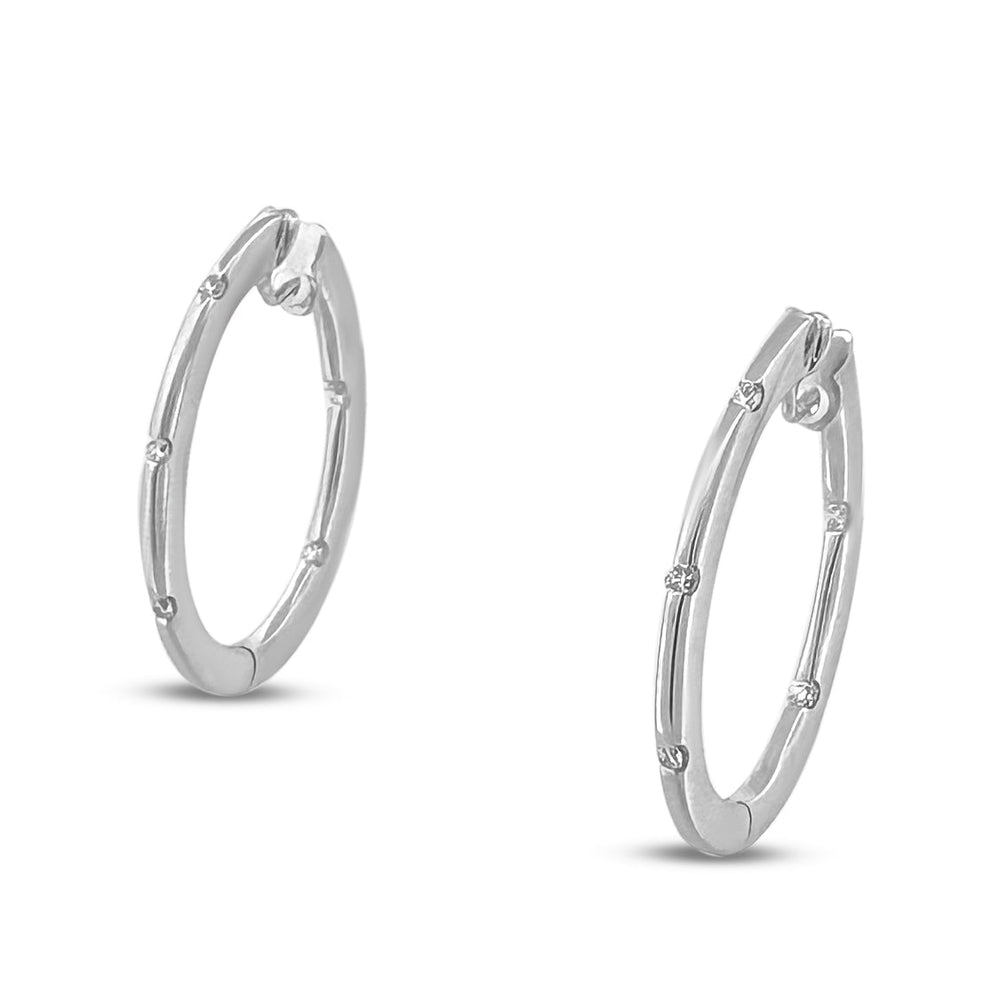 0.30ctw Round Brilliant Natural Diamond Hoop Earrings in 18k White Gold by Roberto Coin