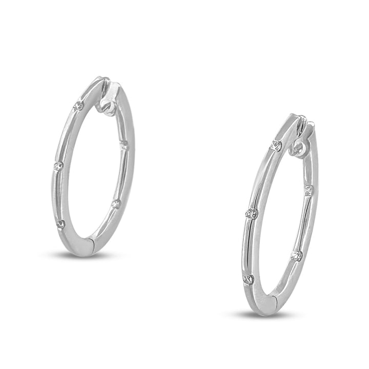 0.30ctw Round Brilliant Natural Diamond Hoop Earrings in 18k White Gold by Roberto Coin