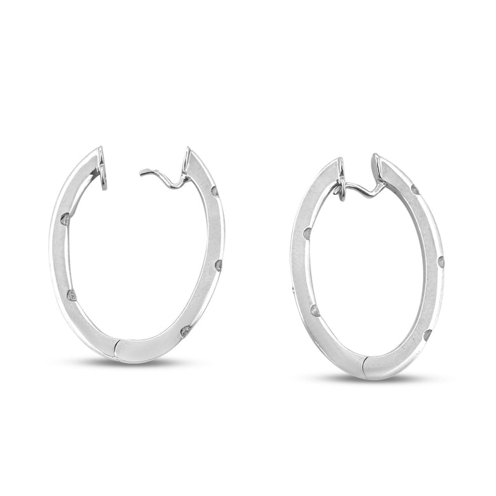 0.30ctw Round Brilliant Natural Diamond Hoop Earrings in 18k White Gold by Roberto Coin