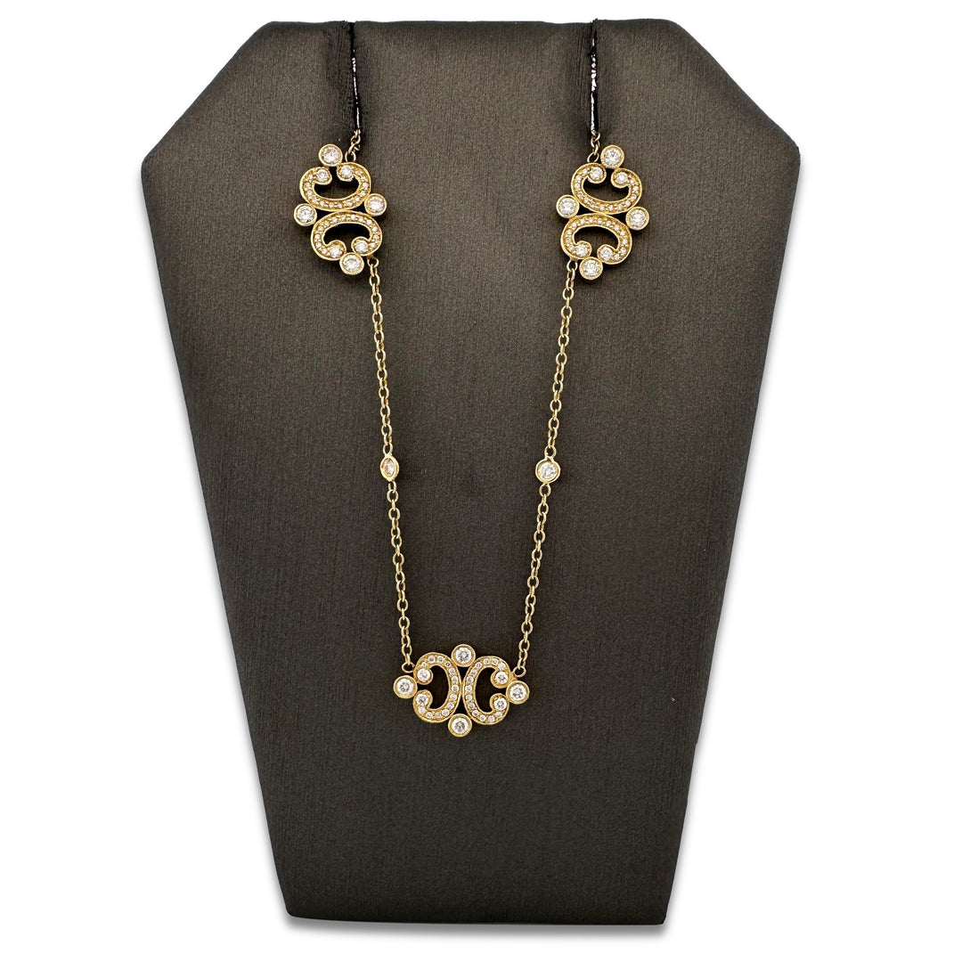 0.74ctw Round Brilliant Natural Diamond Necklace in 18k Yellow Gold