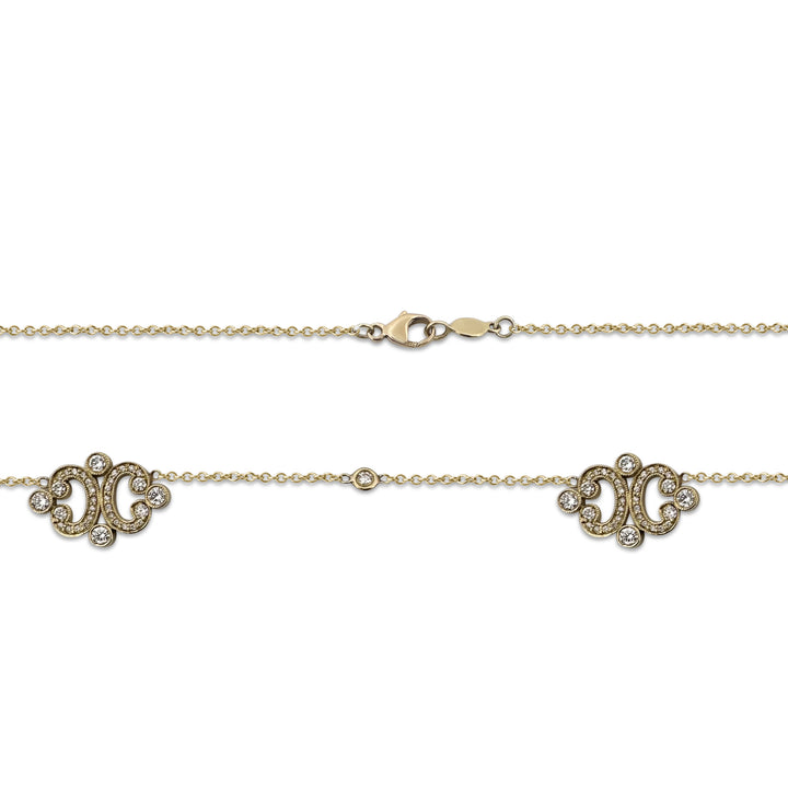 0.74ctw Round Brilliant Natural Diamond Necklace in 18k Yellow Gold