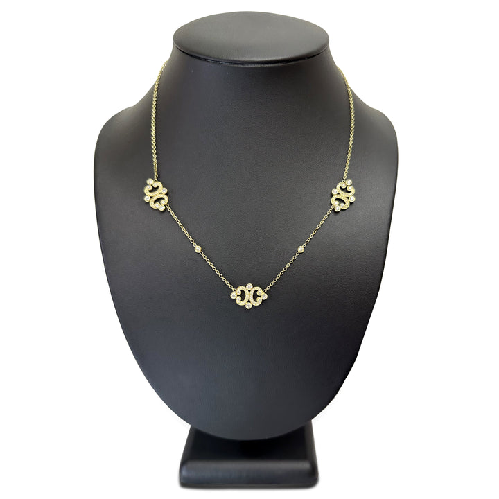 0.74ctw Round Brilliant Natural Diamond Necklace in 18k Yellow Gold