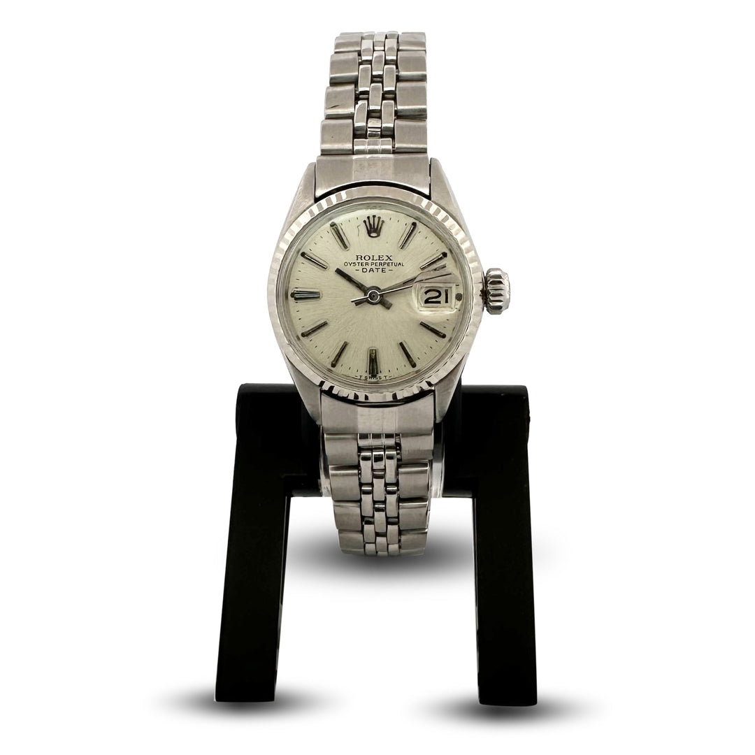 Circa 1950's Rolex Date 26mm Stainless Steel Bracelet Watch