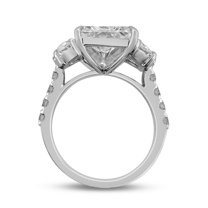 IGI Graded 7.93ct Radiant Cut with Half Moons & Round Brilliants Lab-Grown Diamond Engagement Ring 14k White Gold