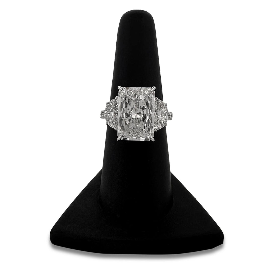 IGI Graded 7.93ct Radiant Cut with Half Moons & Round Brilliants Lab-Grown Diamond Engagement Ring 14k White Gold