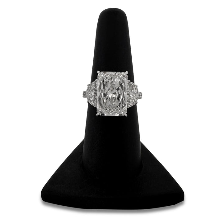 IGI Graded 7.93ct Radiant Cut with Half Moons & Round Brilliants Lab-Grown Diamond Engagement Ring 14k White Gold