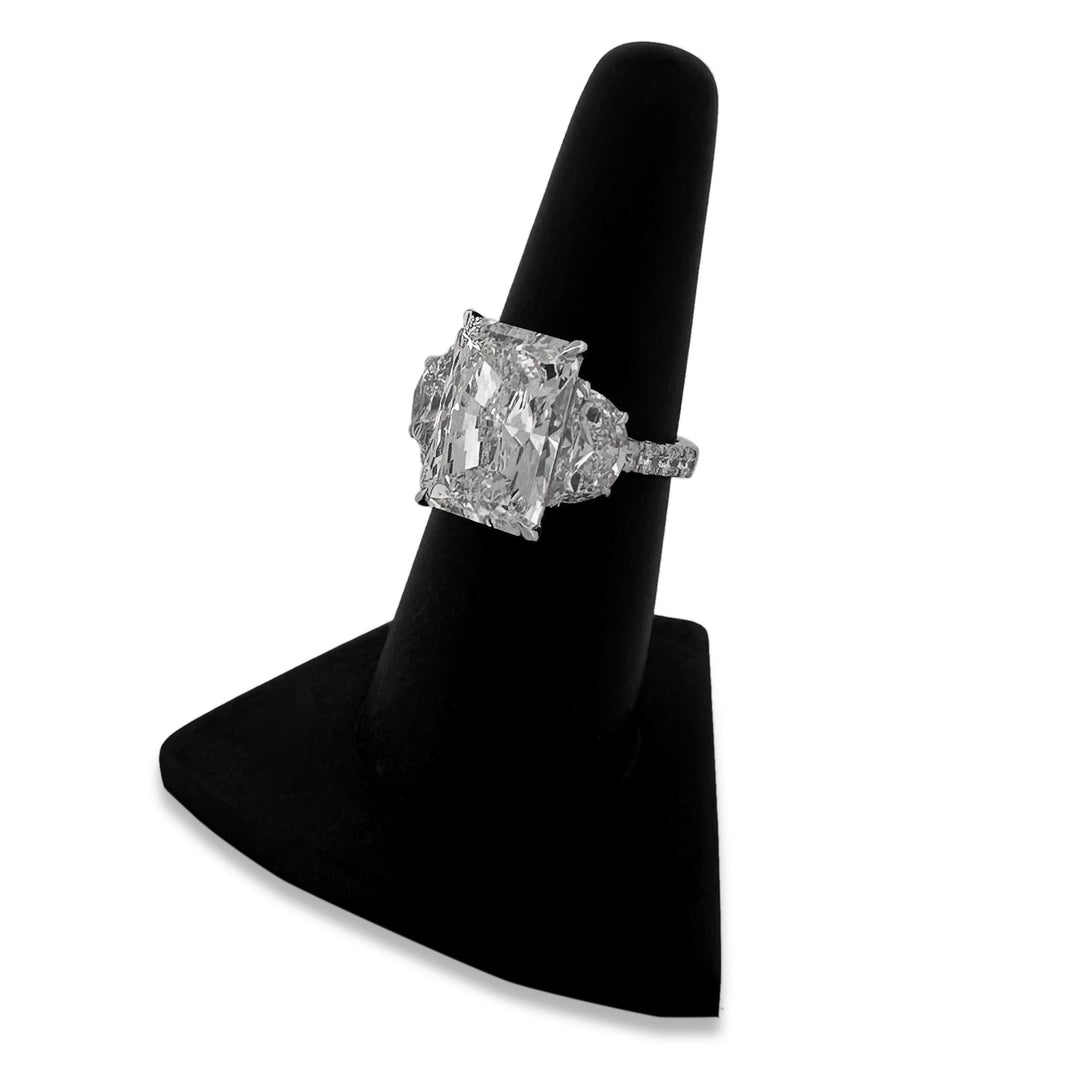 IGI Graded 7.93ct Radiant Cut with Half Moons & Round Brilliants Lab-Grown Diamond Engagement Ring 14k White Gold