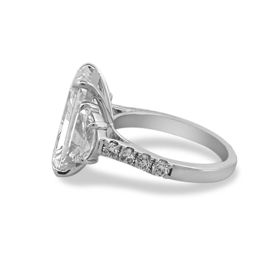 IGI Graded 7.93ct Radiant Cut with Half Moons & Round Brilliants Lab-Grown Diamond Engagement Ring 14k White Gold