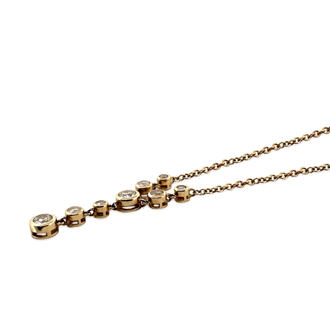 0.74ctw Round Brilliant Natural Diamond Bezel-Set Y Necklace in 14k Yellow Gold