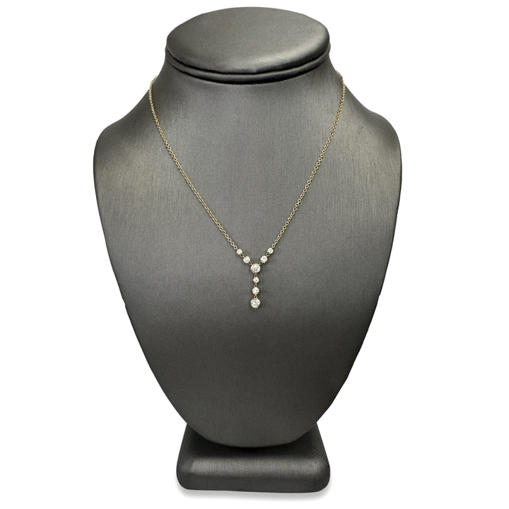0.74ctw Round Brilliant Natural Diamond Bezel-Set Y Necklace in 14k Yellow Gold