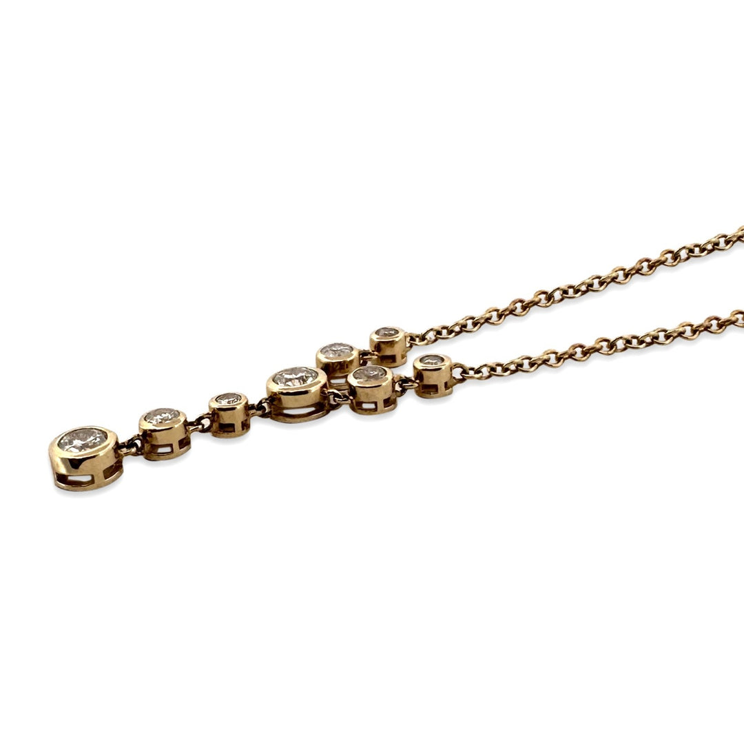 0.74ctw Round Brilliant Natural Diamond Bezel-Set Y Necklace in 14k Yellow Gold