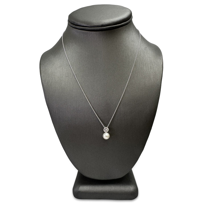 Cultured Pearl and Diamond Pendant Necklace in 14k White Gold