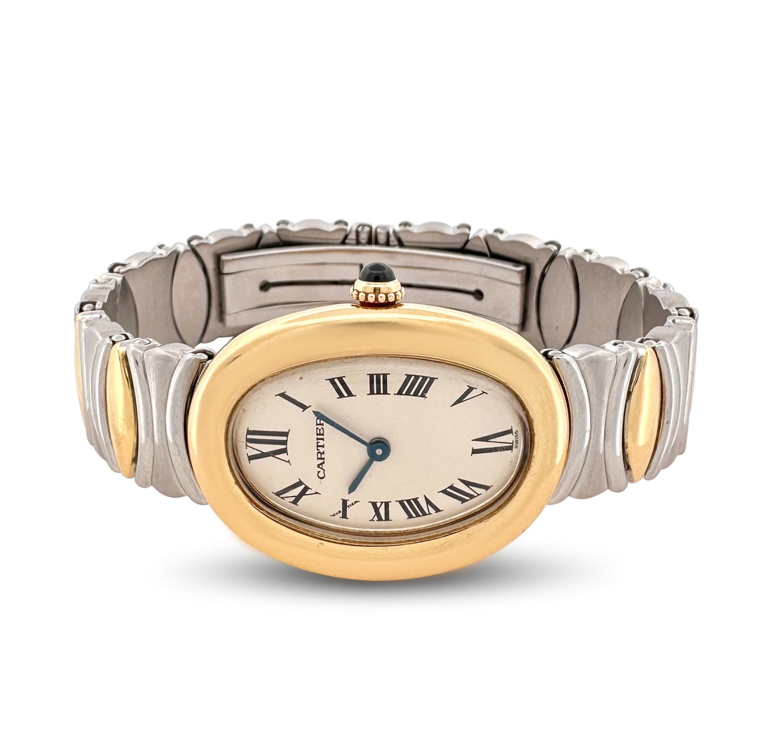 1993 Cartier Baignoire Two-Tone 18k Yellow Gold and Stainless Steel Bracelet Watch with Box & Papers