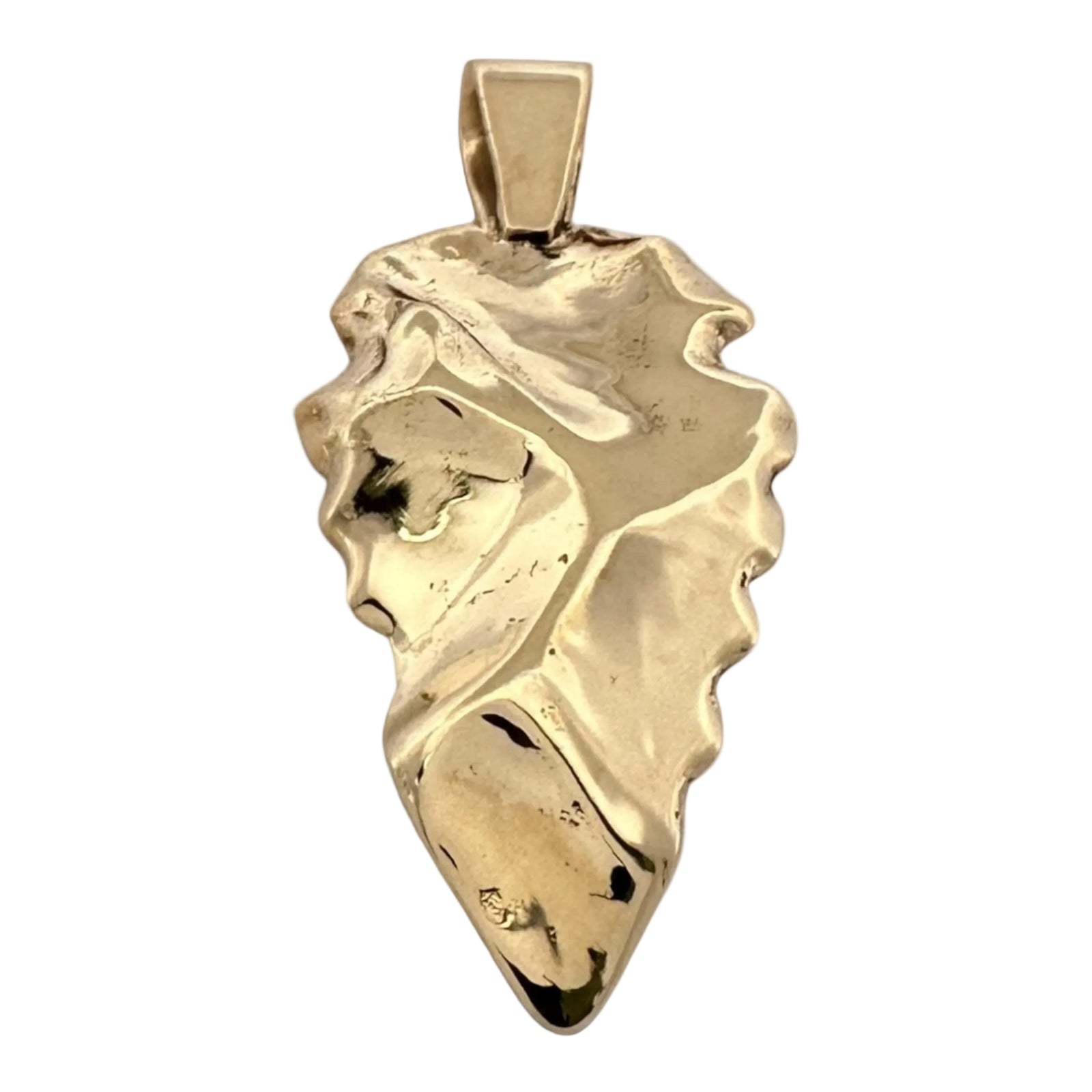 Sculptural Arrowhead Pendant in 14k Yellow Gold
