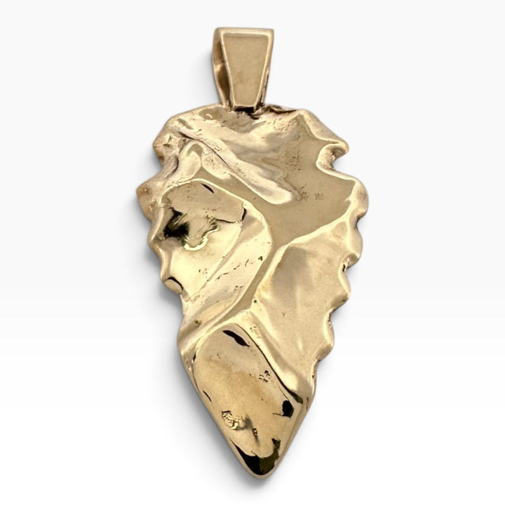 Sculptural Arrowhead Pendant in 14k Yellow Gold