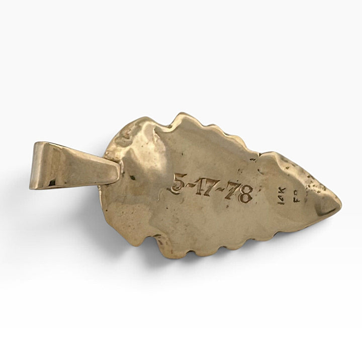 Sculptural Arrowhead Pendant in 14k Yellow Gold