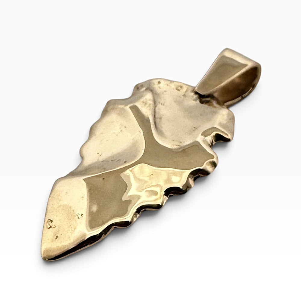 Sculptural Arrowhead Pendant in 14k Yellow Gold