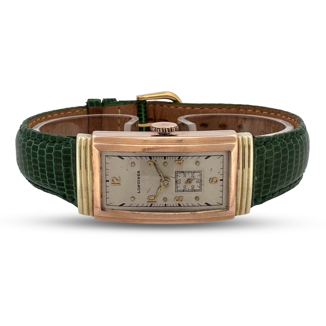 Vintage Longines Curvex 14k Yellow & Rose Gold Strap Watch